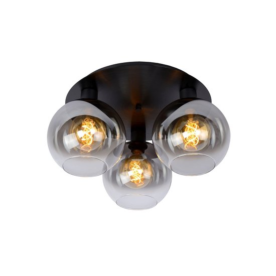Black ceiling lamp 3xE27 with fumed bulbs