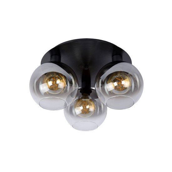 Black ceiling lamp 3xE27 with fumed bulbs