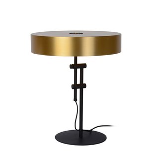 Lámpara de mesa retro oro mate/latón con negro 40 cm 2xE27