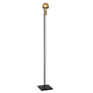 Handsome black with brass floor lamp E27 with marble base
