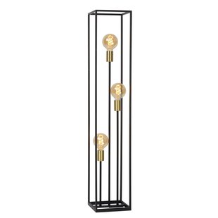 Black with gold floor lamp in robust steel cage 3XE27