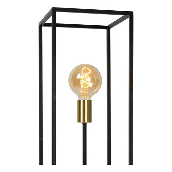 Lampadaire noir avec or dans une cage en acier robuste 3XE27