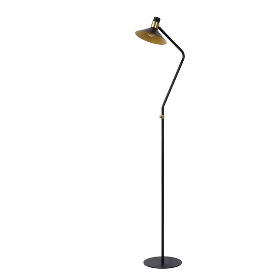Lampadaire noir ludique avec laiton E14