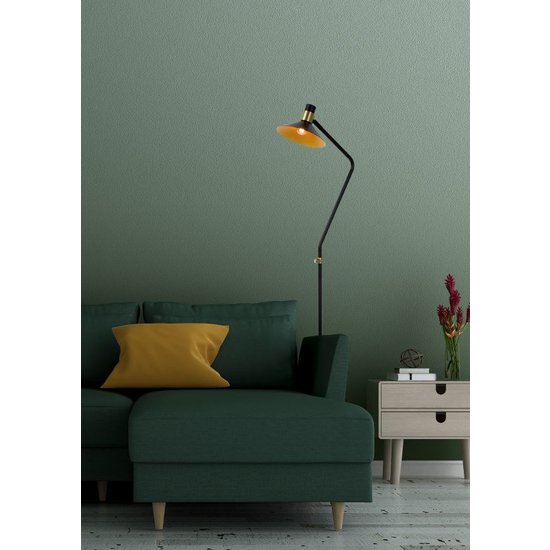 Lampadaire noir ludique avec laiton E14