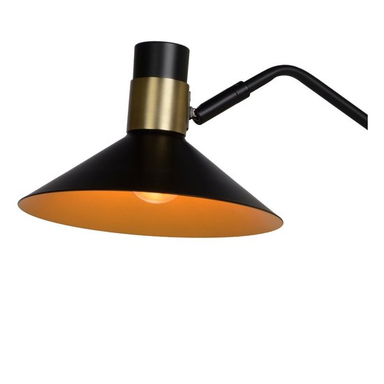 Lampadaire noir ludique avec laiton E14