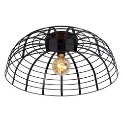 Grote metalen hoepelachtige zwarte plafondlamp 56 cm E27