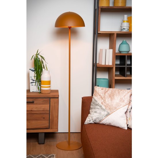 Lampadaire ocre jaune et or 35 cm E27 avec abat-jour demi-sphère