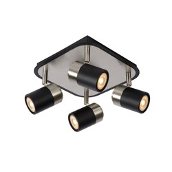 Chroom met zwarte plafondlamp met 4 x 5W dimbare GU10 incl