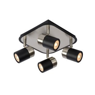 Chrome with black ceiling lamp with 4 x 5W dimmable GU10 incl