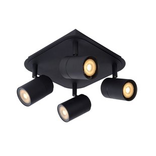 Jet black ceiling lamp with 4 x 5W dimmable GU10 included