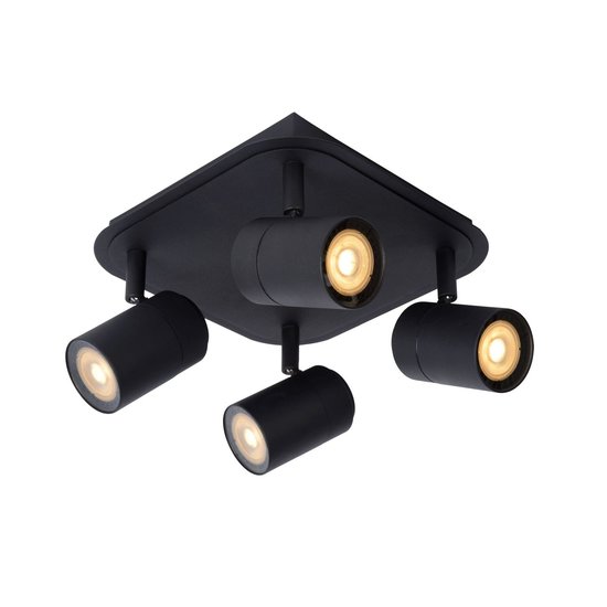 Plafón negro azabache con 4 x 5W regulables GU10 incluidos