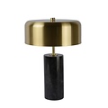 Lampe de table en marbre noir avec abat-jour en forme de cloche en laiton 3xG9