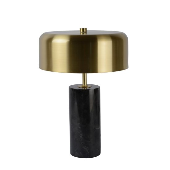 Lampe de table en marbre noir avec abat-jour en forme de cloche en laiton 3xG9