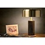 Black marble table lamp with brass bell-shaped shade 3xG9