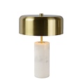 Lampe de table en marbre blanc avec abat-jour en forme de cloche en laiton 3xG9