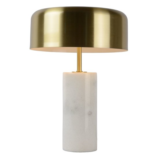 Lampe de table en marbre blanc avec abat-jour en forme de cloche en laiton 3xG9