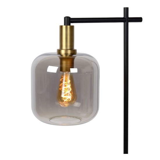 Breathtaking black elegant floor lamp E27 fumé glass
