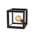 Dark steel cube-shaped iron table lamp E27
