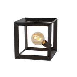 Dark steel cube-shaped iron table lamp E27