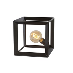 Lampe de table en fer en forme de cube en acier foncé E27