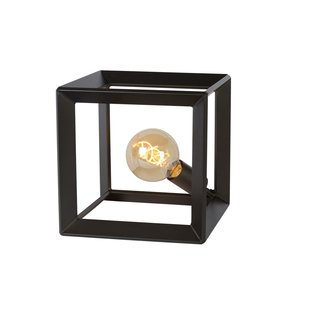 Lámpara de mesa de hierro en forma de cubo de acero oscuro E27