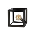 Dark steel cube-shaped iron table lamp E27