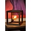 Dark steel cube-shaped iron table lamp E27