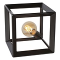 Dark steel cube-shaped iron table lamp E27