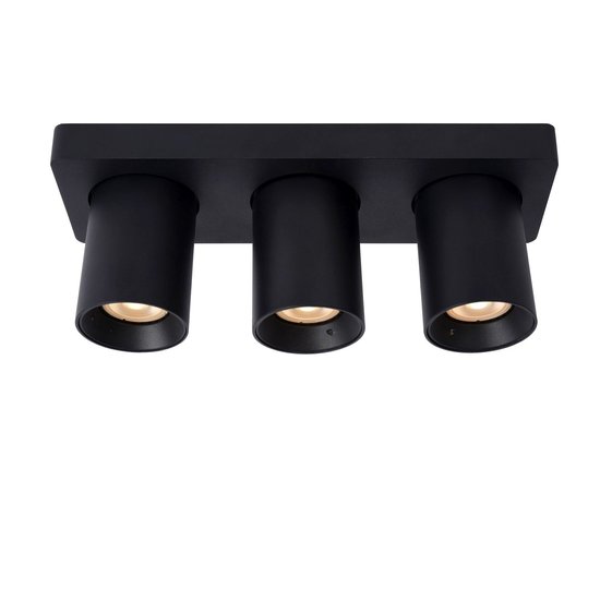 Spot plafond long LED Dim to warm GU10 3x5W cylindres noirs