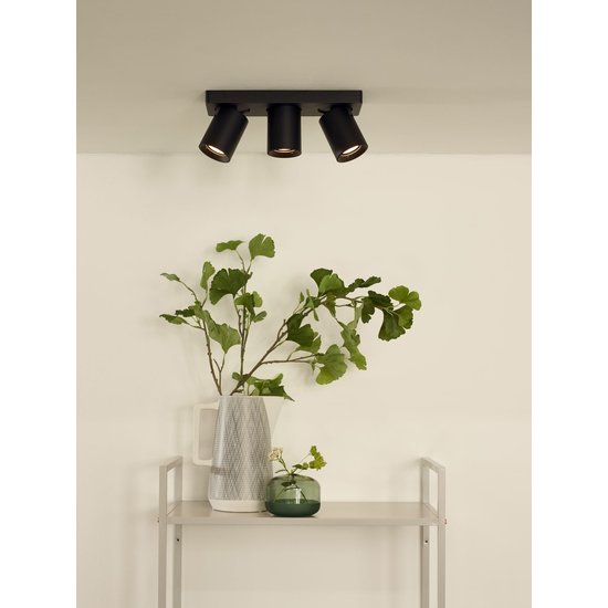 Foco de techo largo LED Dim to warm GU10 3x5W cilindros negros
