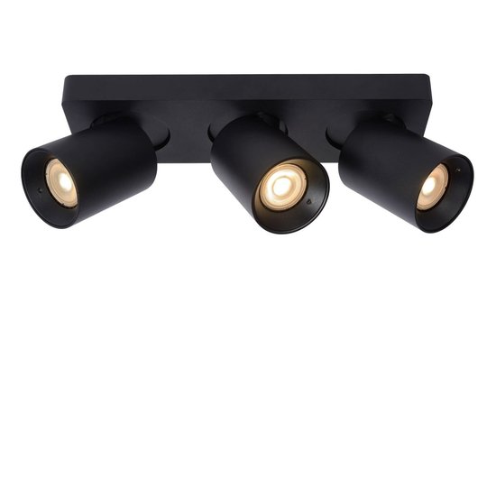 Foco de techo largo LED Dim to warm GU10 3x5W cilindros negros