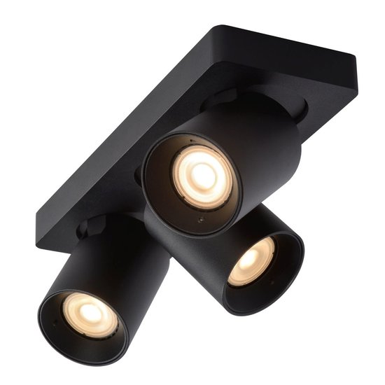 Foco de techo largo LED Dim to warm GU10 3x5W cilindros negros