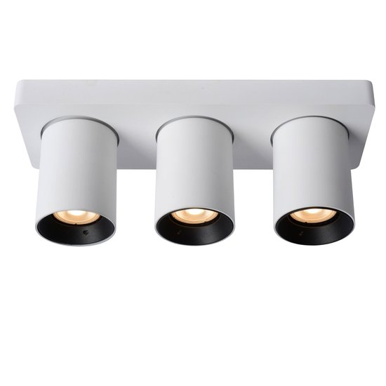Black with white ceiling spotlight LED Dim to warm GU10 3x5W tubes