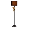 Lampe sur pied noire avec abat-jour noir et singe grimpeur E27