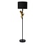 Lampe sur pied noire avec abat-jour noir et singe grimpeur E27