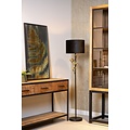 Lampe sur pied noire avec abat-jour noir et singe grimpeur E27