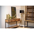 Lampe sur pied noire avec abat-jour noir et singe grimpeur E27