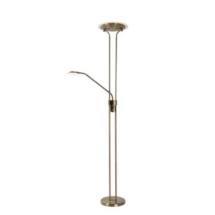 Bronzen uplighter staande lamp 20W en 4W leeslamp