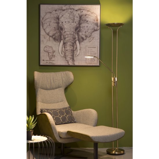 Bronzen uplighter staande lamp 20W en 4W leeslamp