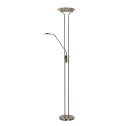 Lampadaire uplighter chrome mat 20W et liseuse 4W