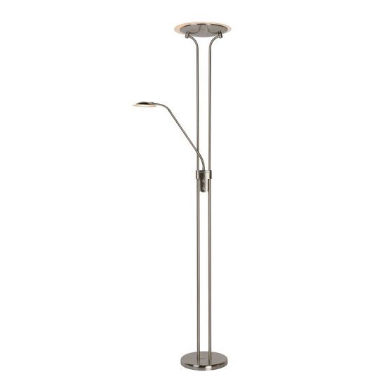 Mat chroom uplighter staande lamp 20W en 4W leeslamp