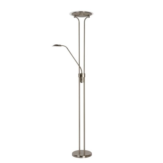 Mat chroom uplighter staande lamp 20W en 4W leeslamp