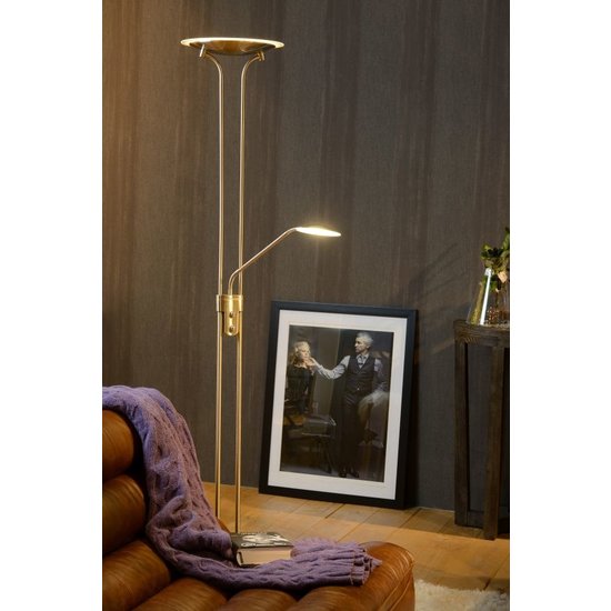 Matt chrome uplighter floor lamp 20W and 4W reading lamp