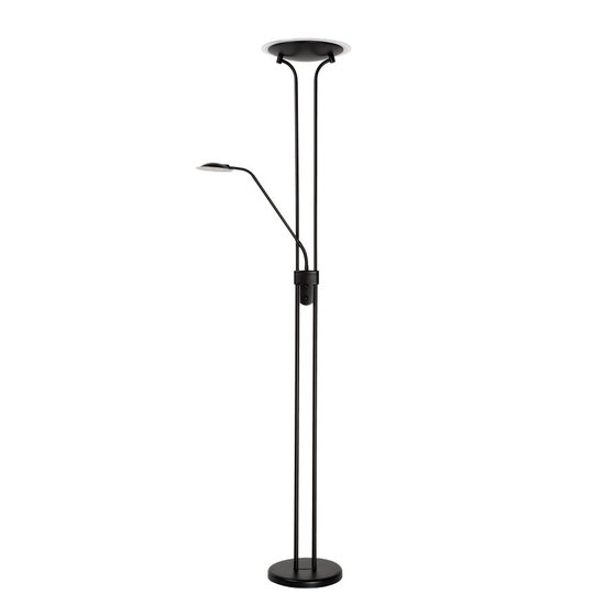 Schwarze Deckenfluter-Stehlampe 20W und 4W-Leselampe