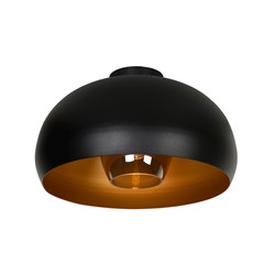 Schwarz mit dunkelgoldener halbrunder Retro-Deckenlampe 38 cm Ø E27