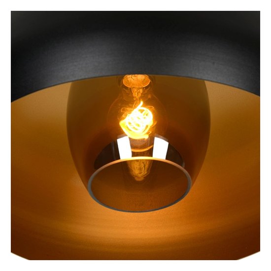 Plafonnier semi-circulaire rétro noir avec or foncé 38 cm Ø E27
