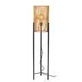 Scandinavian cylindrical black with light wood floor lamp E27