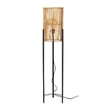 Scandinavian cylindrical black with light wood floor lamp E27