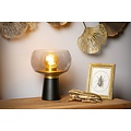Zwarte tafellamp E27 met messing en glas design