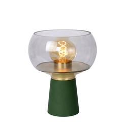Lámpara de mesa verde E27 con diseño en latón y cristal